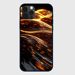 Чехол для iPhone 12 Pro Золотые волны, цвет: 3D-черный