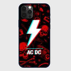 Чехол для iPhone 12 Pro AC DC rock glitch, цвет: 3D-черный