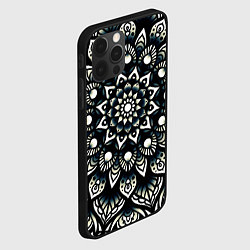 Чехол для iPhone 12 Pro Мандала чёрно-белая, цвет: 3D-черный — фото 2