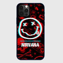 Чехол для iPhone 12 Pro Nirvana rock glitch, цвет: 3D-черный