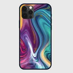 Чехол для iPhone 12 Pro Красочные волны, цвет: 3D-черный