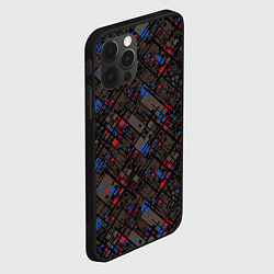 Чехол для iPhone 12 Pro Красные, синие, черные фигуры и линии на коричнево, цвет: 3D-черный — фото 2