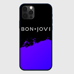 Чехол для iPhone 12 Pro Bon Jovi purple grunge, цвет: 3D-черный