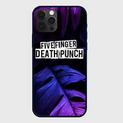 Чехол для iPhone 12 Pro Five Finger Death Punch neon monstera, цвет: 3D-черный