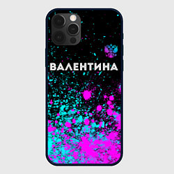 Чехол для iPhone 12 Pro Валентина и неоновый герб России: символ сверху, цвет: 3D-черный