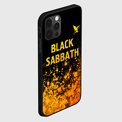 Чехол для iPhone 12 Pro Black Sabbath - gold gradient: символ сверху, цвет: 3D-черный — фото 2