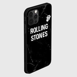 Чехол для iPhone 12 Pro Rolling Stones glitch на темном фоне: символ сверх, цвет: 3D-черный — фото 2