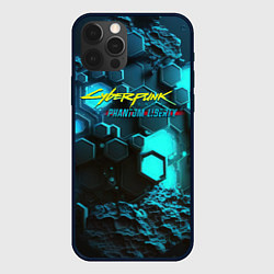 Чехол для iPhone 12 Pro Cyberpunk 2077 phantom liberty blue abstract, цвет: 3D-черный