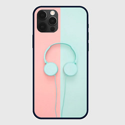 Чехол для iPhone 12 Pro Наушники в пастельных тонах, цвет: 3D-черный
