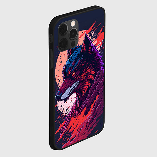 Чехол iPhone 12 Pro Нейросетевой волк / 3D-Черный – фото 2