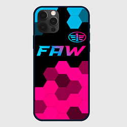 Чехол для iPhone 12 Pro FAW - neon gradient: символ сверху, цвет: 3D-черный