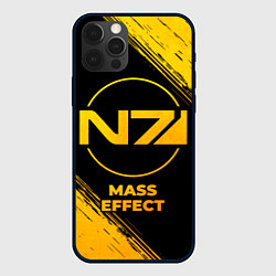 Чехол для iPhone 12 Pro Mass Effect - gold gradient, цвет: 3D-черный