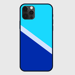 Чехол для iPhone 12 Pro Двуцветный голубой, цвет: 3D-черный
