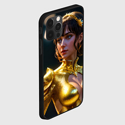 Чехол для iPhone 12 Pro Девушка в золотом чешуйчатом костюме, цвет: 3D-черный — фото 2
