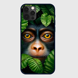 Чехол для iPhone 12 Pro Черная обезьянка, цвет: 3D-черный