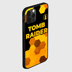 Чехол для iPhone 12 Pro Tomb Raider - gold gradient: символ сверху, цвет: 3D-черный — фото 2