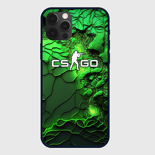 Чехол iPhone 12 Pro CS GO green abstract / 3D-Черный – фото 1