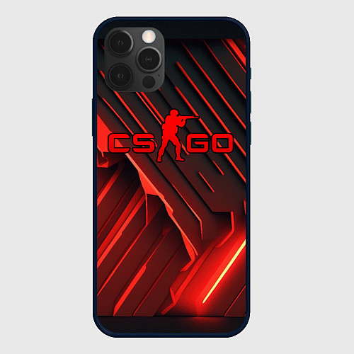 Чехол iPhone 12 Pro CS GO red neon / 3D-Черный – фото 1