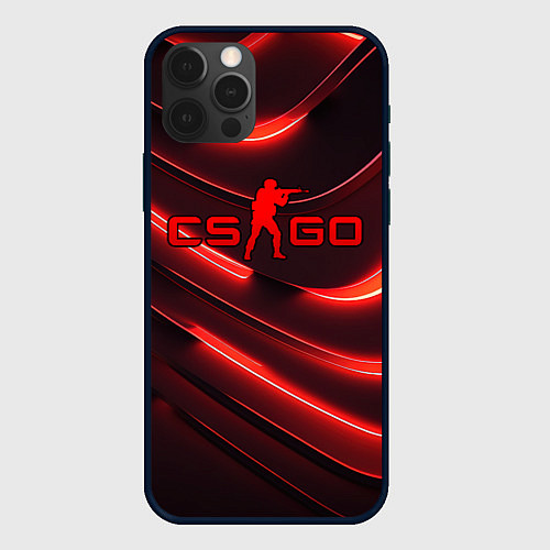 Чехол iPhone 12 Pro CS GO red neon / 3D-Черный – фото 1