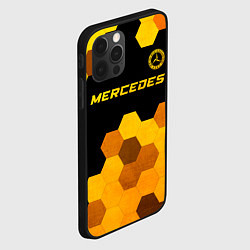 Чехол для iPhone 12 Pro Mercedes - gold gradient: символ сверху, цвет: 3D-черный — фото 2