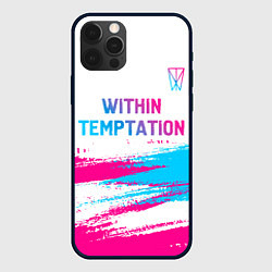 Чехол для iPhone 12 Pro Within Temptation neon gradient style: символ свер, цвет: 3D-черный