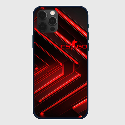 Чехол iPhone 12 Pro Red neon CS GO / 3D-Черный – фото 1