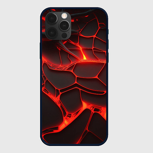 Чехол iPhone 12 Pro Разлом красных плит / 3D-Черный – фото 1