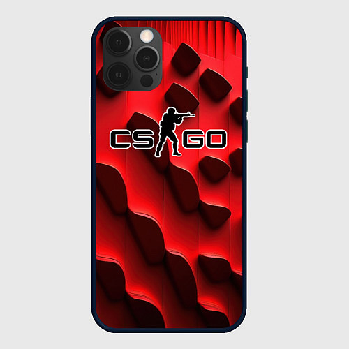 Чехол iPhone 12 Pro CS GO black red abstract / 3D-Черный – фото 1
