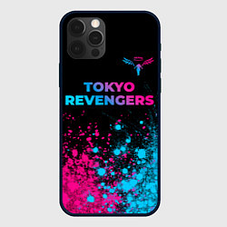 Чехол для iPhone 12 Pro Tokyo Revengers - neon gradient: символ сверху, цвет: 3D-черный