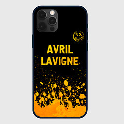 Чехол для iPhone 12 Pro Avril Lavigne - gold gradient: символ сверху, цвет: 3D-черный