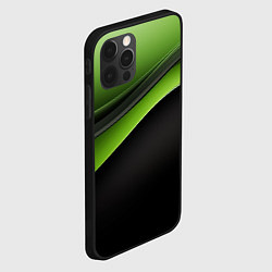 Чехол для iPhone 12 Pro Black green abstract, цвет: 3D-черный — фото 2