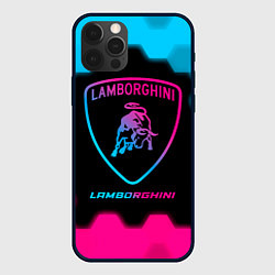 Чехол для iPhone 12 Pro Lamborghini - neon gradient, цвет: 3D-черный