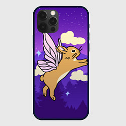Чехол для iPhone 12 Pro Лунный кролик с крыльями, цвет: 3D-черный
