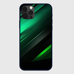 Чехол для iPhone 12 Pro Black green abstract, цвет: 3D-черный