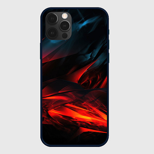 Чехол iPhone 12 Pro Red black abstract / 3D-Черный – фото 1