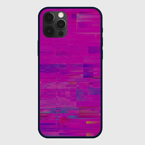 Чехол iPhone 12 Pro Фиолетово византийский глитч / 3D-Черный – фото 1