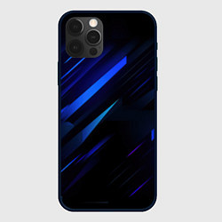 Чехол для iPhone 12 Pro Blue black texture, цвет: 3D-черный