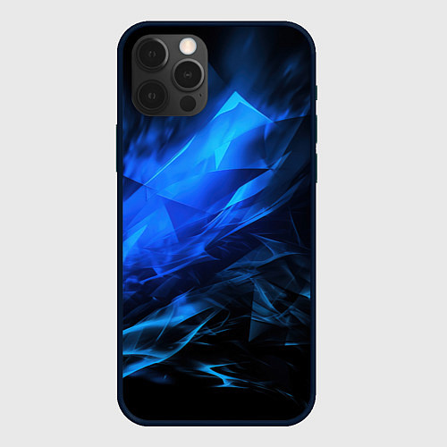 Чехол iPhone 12 Pro Blue black background / 3D-Черный – фото 1