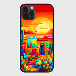 Чехол для iPhone 12 Pro Мексиканский янтарный закат в пустыне, цвет: 3D-черный
