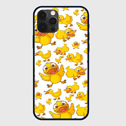 Чехол для iPhone 12 Pro Yellow ducklings, цвет: 3D-черный