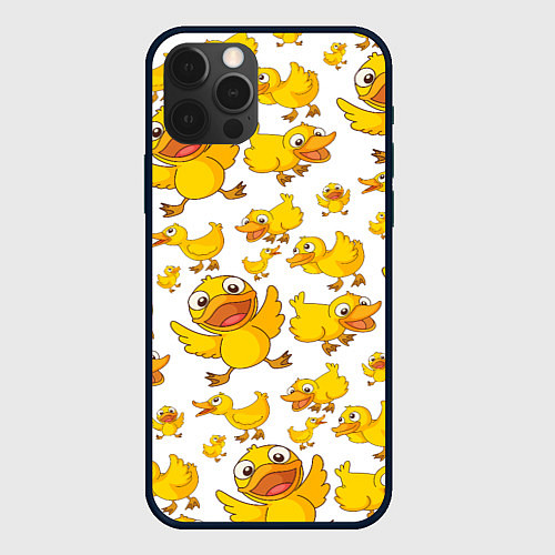 Чехол iPhone 12 Pro Yellow ducklings / 3D-Черный – фото 1