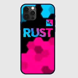 Чехол для iPhone 12 Pro Rust - neon gradient: символ сверху, цвет: 3D-черный