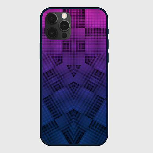 Чехол iPhone 12 Pro Пурпурно-синий геометрический узор / 3D-Черный – фото 1