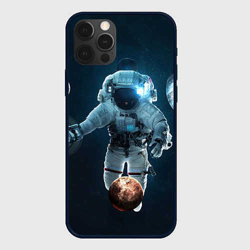 Чехол iPhone 12 Pro Космонавт планеты / 3D-Черный – фото 1