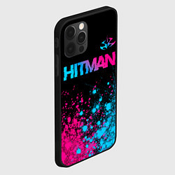 Чехол для iPhone 12 Pro Hitman - neon gradient: символ сверху, цвет: 3D-черный — фото 2