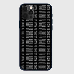 Чехол для iPhone 12 Pro Черно-белый клетчатый геометрический узор, цвет: 3D-черный