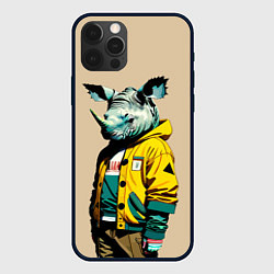 Чехол для iPhone 12 Pro Dude rhino - urban style, цвет: 3D-черный