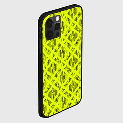 Чехол для iPhone 12 Pro Черный геометрический орнамент на желтом фоне, цвет: 3D-черный — фото 2