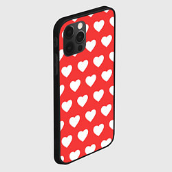 Чехол для iPhone 12 Pro Сердечки на красном фоне, цвет: 3D-черный — фото 2
