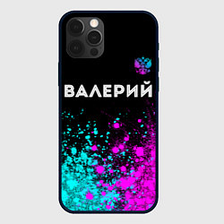 Чехол iPhone 12 Pro Валерий и неоновый герб России: символ сверху